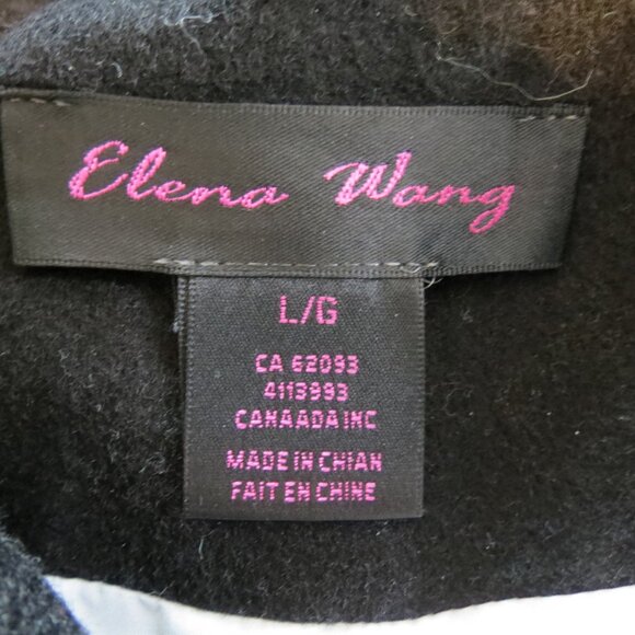 NWOT Elena Wang Black & White Collared Jacket Stripe Lined Unique Buttons Large - Picture 9 of 11